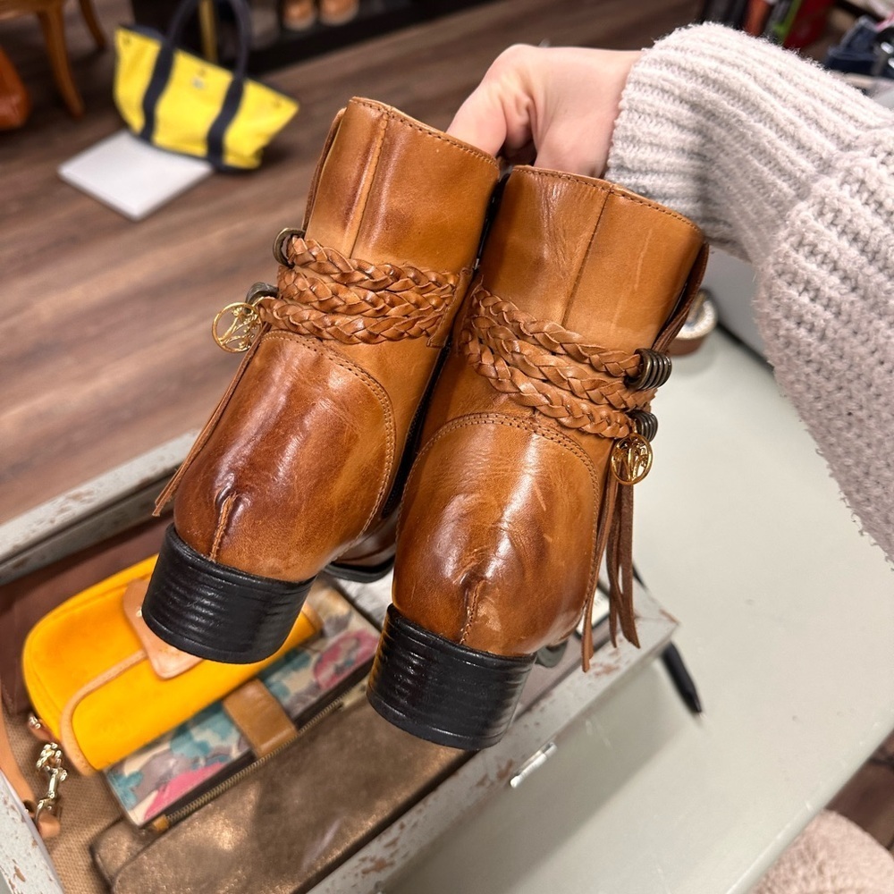For Her by Sandro Moscoloni boots brown vintage leather look size 5.5 in womens - Picture 6 of 9